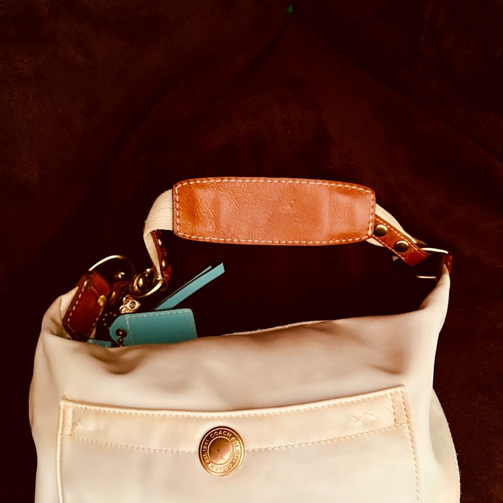 Coach Vintage Hampton Ivory Leather & Satin Hobo Bag - Picture 7 of 10
